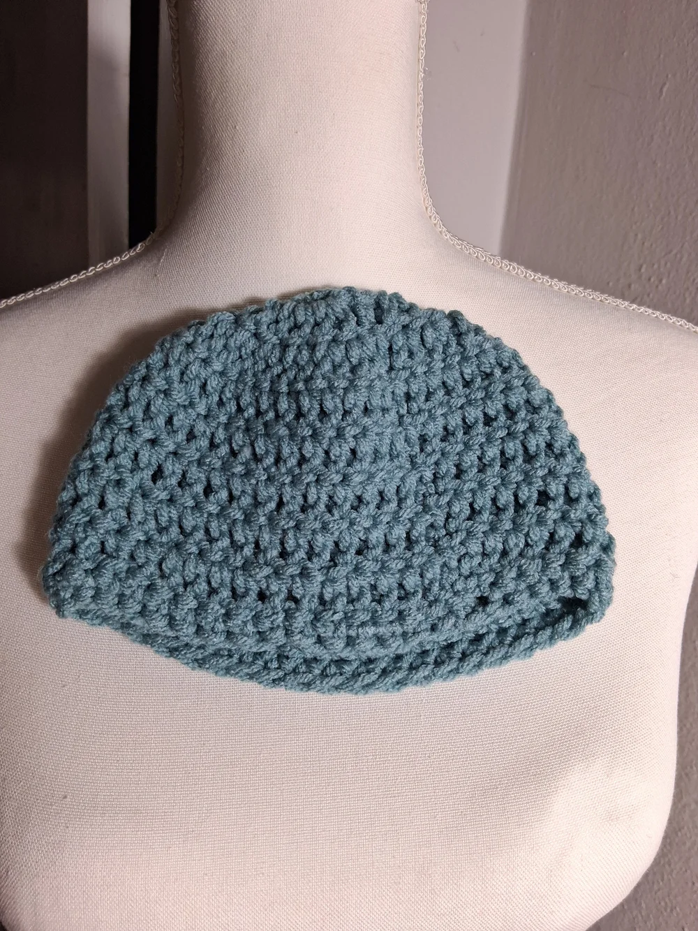 Handmade Crocheted Beanie Hat - Blue For Baby